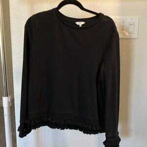 Black Sweatshirt with ruffle trim